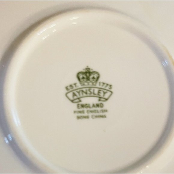 Vintage Aynsley Bone China Saucer Blue Ribbons and Vines December Rose England - Picture 4 of 7
